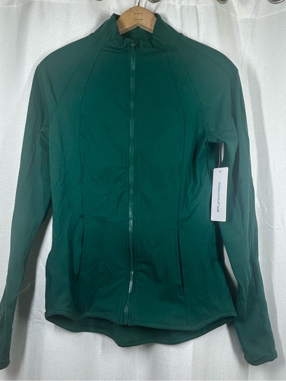 New Yogalicious Lux Full Zip Flare Active Jacket Green Size Small